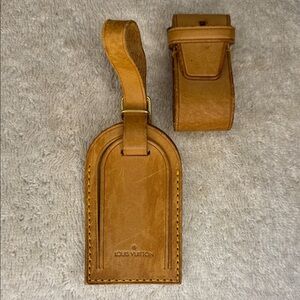 Vintage Louis Vuitton Luggage Tag and Poignier in Vachetta Leather (13Y)